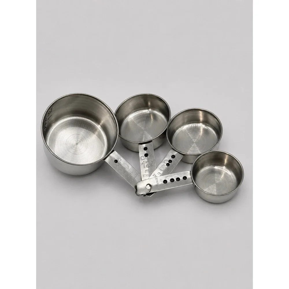 Stainless Steel Measuring Cups Set Of 4 Nested 1 Cup 1/2 1/3 1/4 Cup Ring